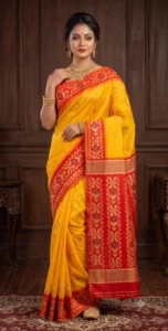 Handloom Jamdani Sarees (Yellow and Red)