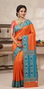 Handloom Jamdani Sarees (Orange)