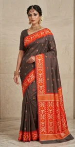 Handloom Jamdani Sarees (Brown)