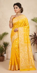 Handloom Jamdani Sarees (Yellow)