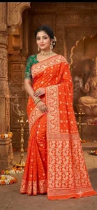 Handloom Jamdani Sarees (Orange)