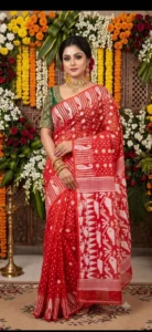 Handloom Jamdani Sarees (Red)