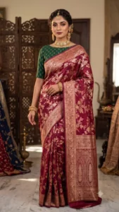 Fancy Designer Satin Saree (Maroon)