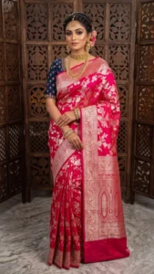 Fancy Designer Satin Saree (Pink)