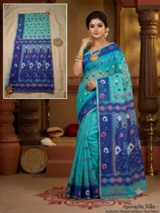 Handloom Jamdani Sarees (Blue)